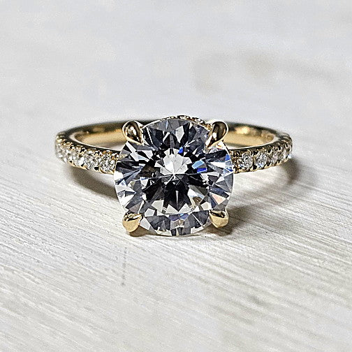 14k Yellow Gold 0.25 Ctw Diamond Hidden Halo Engagement Ring Setting