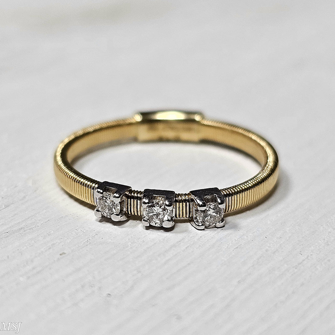 14k Yellow Gold .12 Diamond Stackable Band