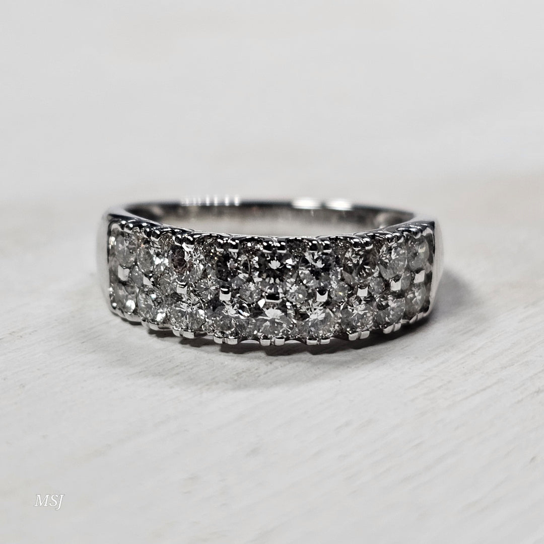 14k White Gold 1.33 ct Diamond Two Row Band
