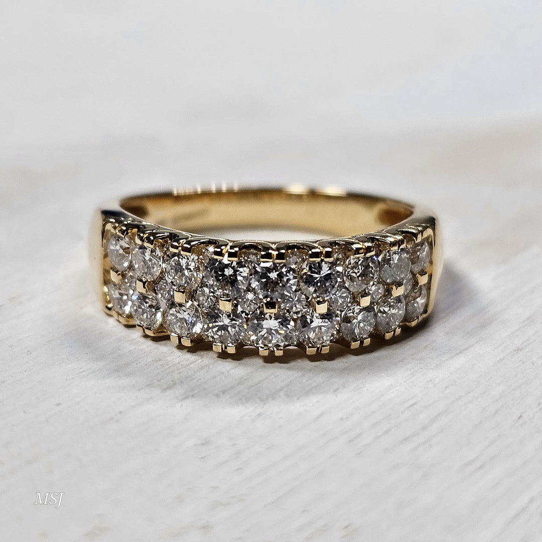 14k Yellow Gold 1.33 ct Diamond Two Row Band
