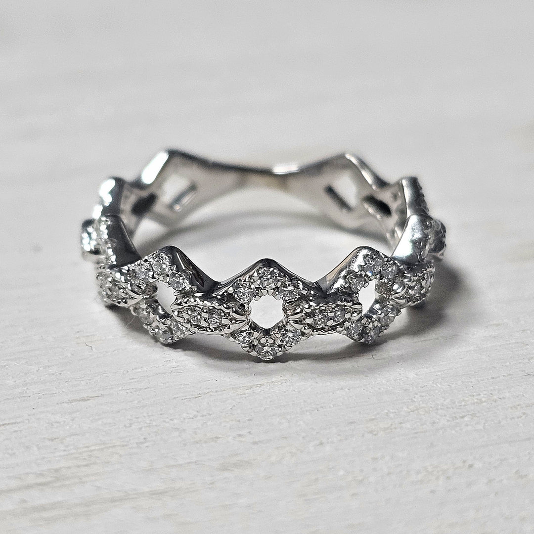 14k White Gold .46ct Diamond Geometric Ring