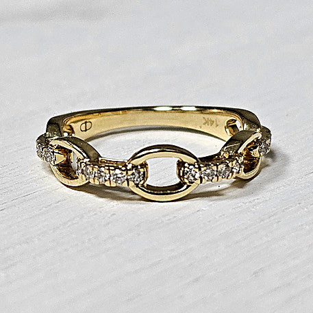 14k Yellow Gold 0.20 Ctw Diamond Paperclip Ring