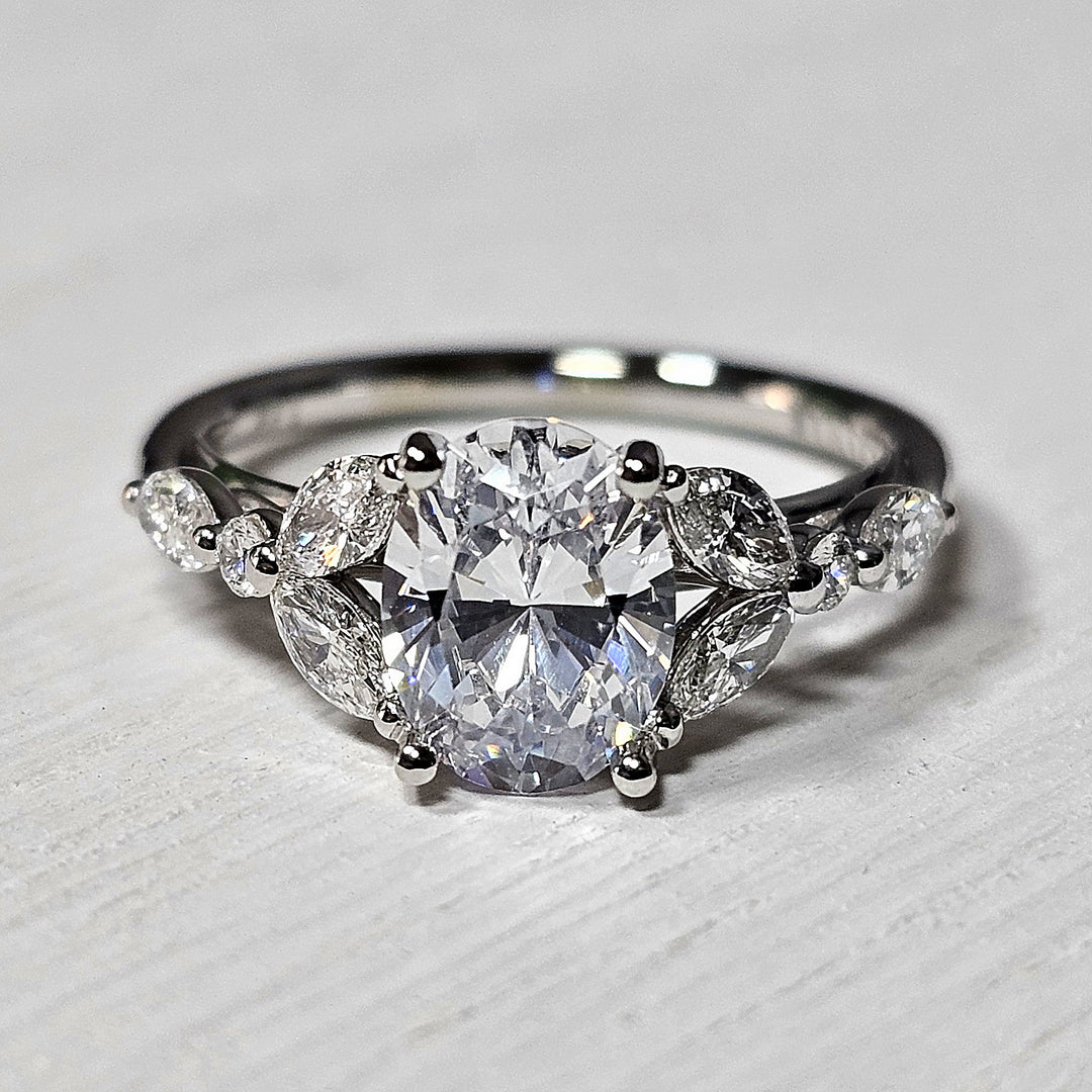 14k White Gold .59 ctw Diamond Floral Inspired Engagement Ring Mounting