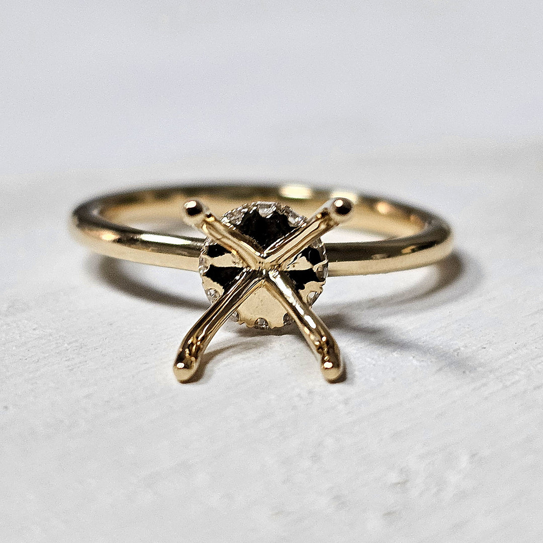 14k Yellow Gold .14 ctw Diamond Hidden Halo Semi Mounting