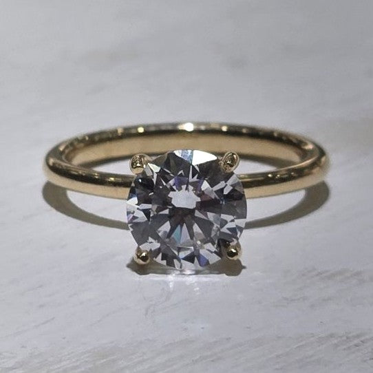 14k Yellow Gold .14 ctw Diamond Hidden Halo Mounting