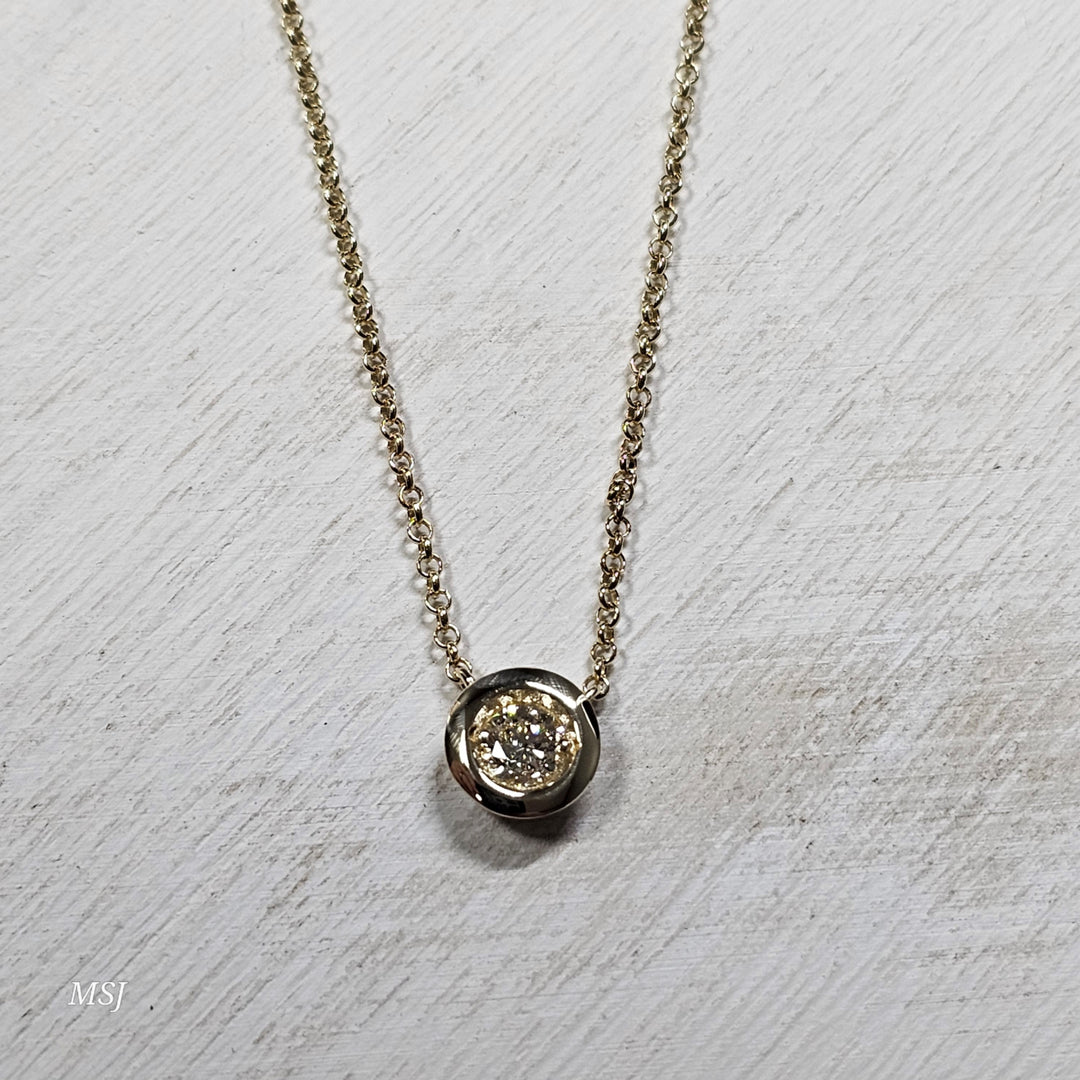 14k Yellow Gold .37ct Bezel Set Solitaire Pendant