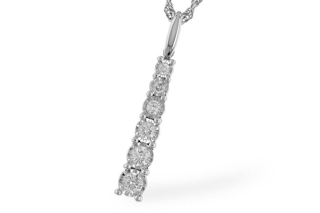 14k White Gold 0.25 Ctw Bezel Set Diamond Pendant