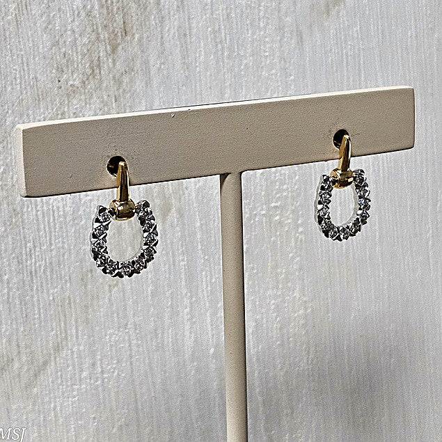 14k Two Tone Gold 0.50 Ctw Diamond Horseshoe Earrings