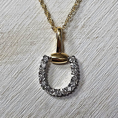 14k Two Tone Gold 0.32 Ctw Diamond Horseshoe Shape Pendant