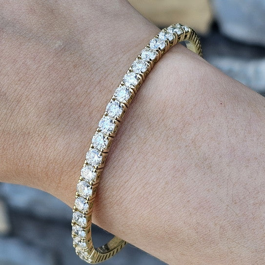 14k Yellow Gold 5.00ct Diamond Flex Bangle Bracelet