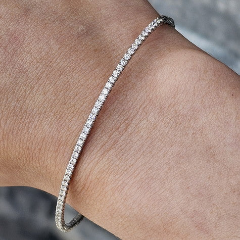 14k White Gold .75 ct Diamond Flex Bangle