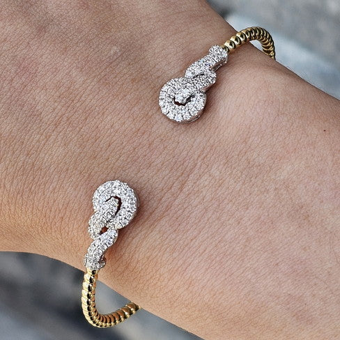 14k Yellow Gold 0.84 Ctw Diamond Open Bangle Bracelet