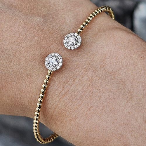 14k Yellow Gold 0.57 Ctw Diamond Open Bangle Bracelet