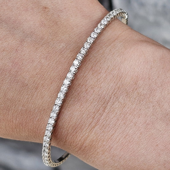 14k White Gold 1.50 Ctw Diamond Flex Bangle Bracelet
