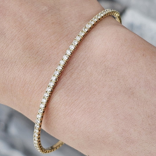 14k Yellow Gold 1.00 ct Diamond Flex Bangle Bracelet