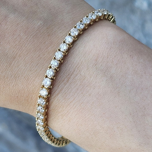 14k Yellow Gold 7 ct Diamond Tennis Bracelet