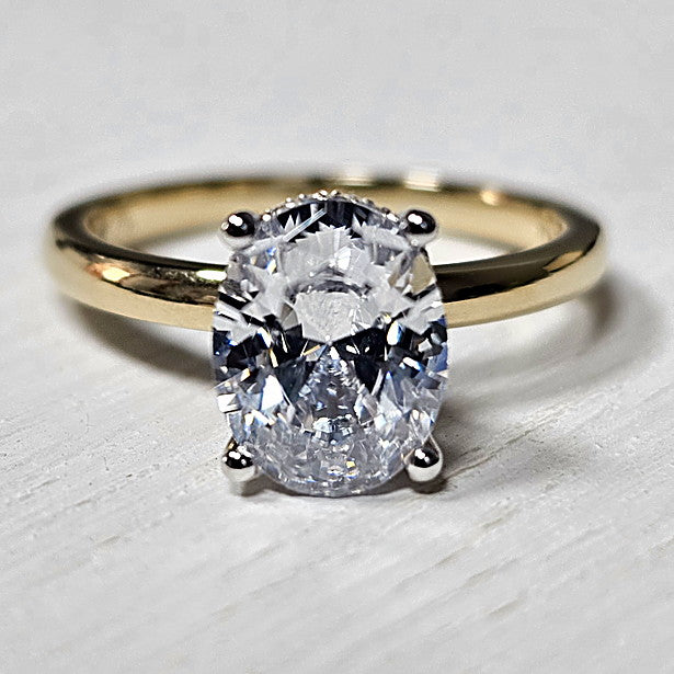 14k Two Tone Gold 0.10 Ctw Hidden Halo Diamond Engagament Ring Setting