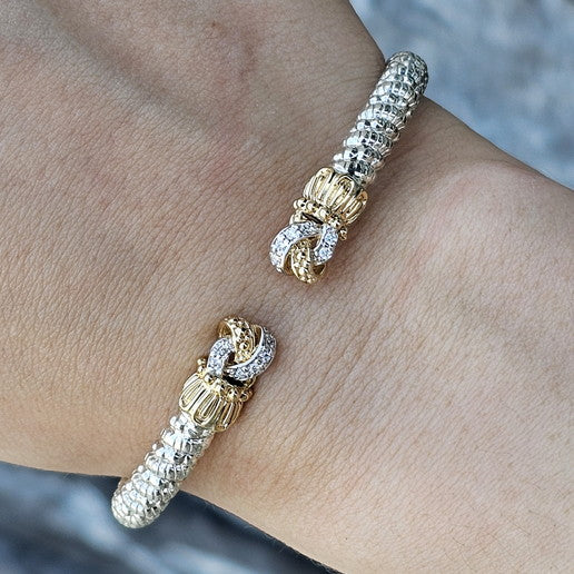 Vahan 0.12 Ctw Diamond Knot Open Bangle Bracelet