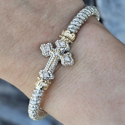 Vahan 0.10 Ctw Diamond Cross Bangle Bracelet