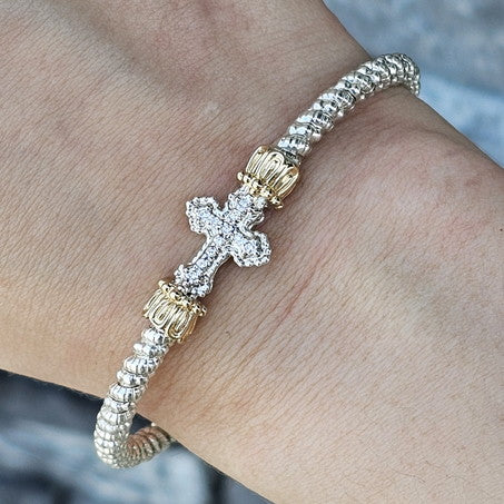 Vahan 0.08 Ctw Diamond Cross Bangle Bracelet