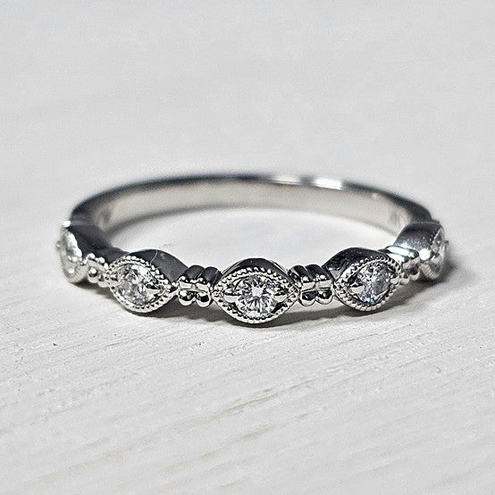 14k White Gold .20 Ctw Diamond Stackable Band