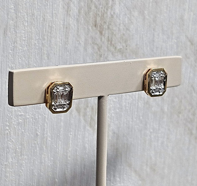 14k Yellow Gold 0.28 Ctw Diamond Bezel Set Stud Earrings