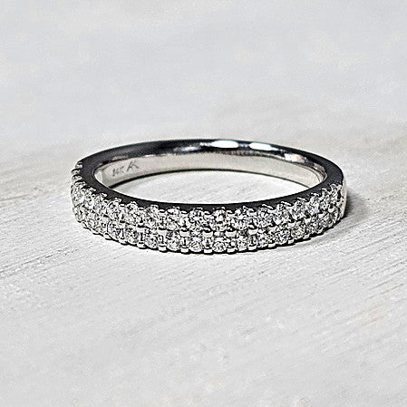 14k White Gold 0.50 Ctw Diamond Two Row Band