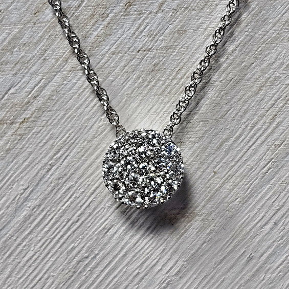14k White Gold 0.50 Ctw Diamond Cluster Necklace