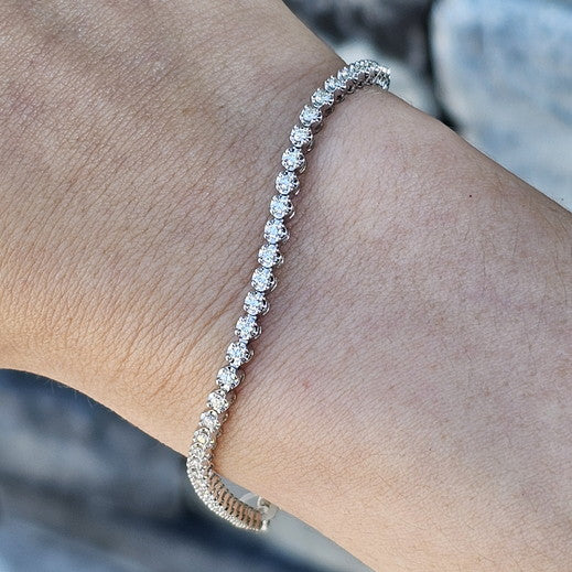 14k White Gold 1.00 Diamond Tennis Bracelet