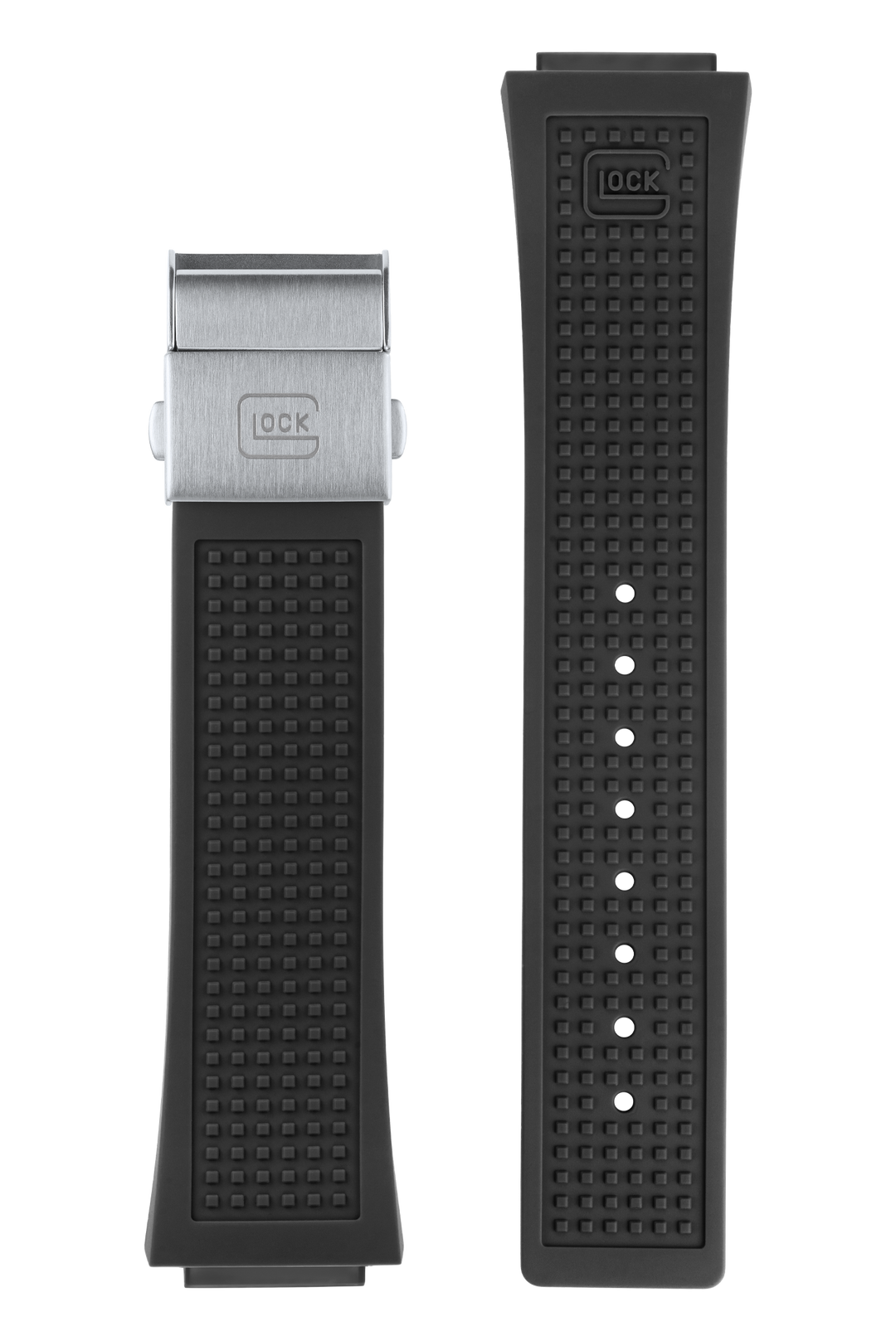 Glock Watch Black Silicone Strap with Silver Tone Hardware