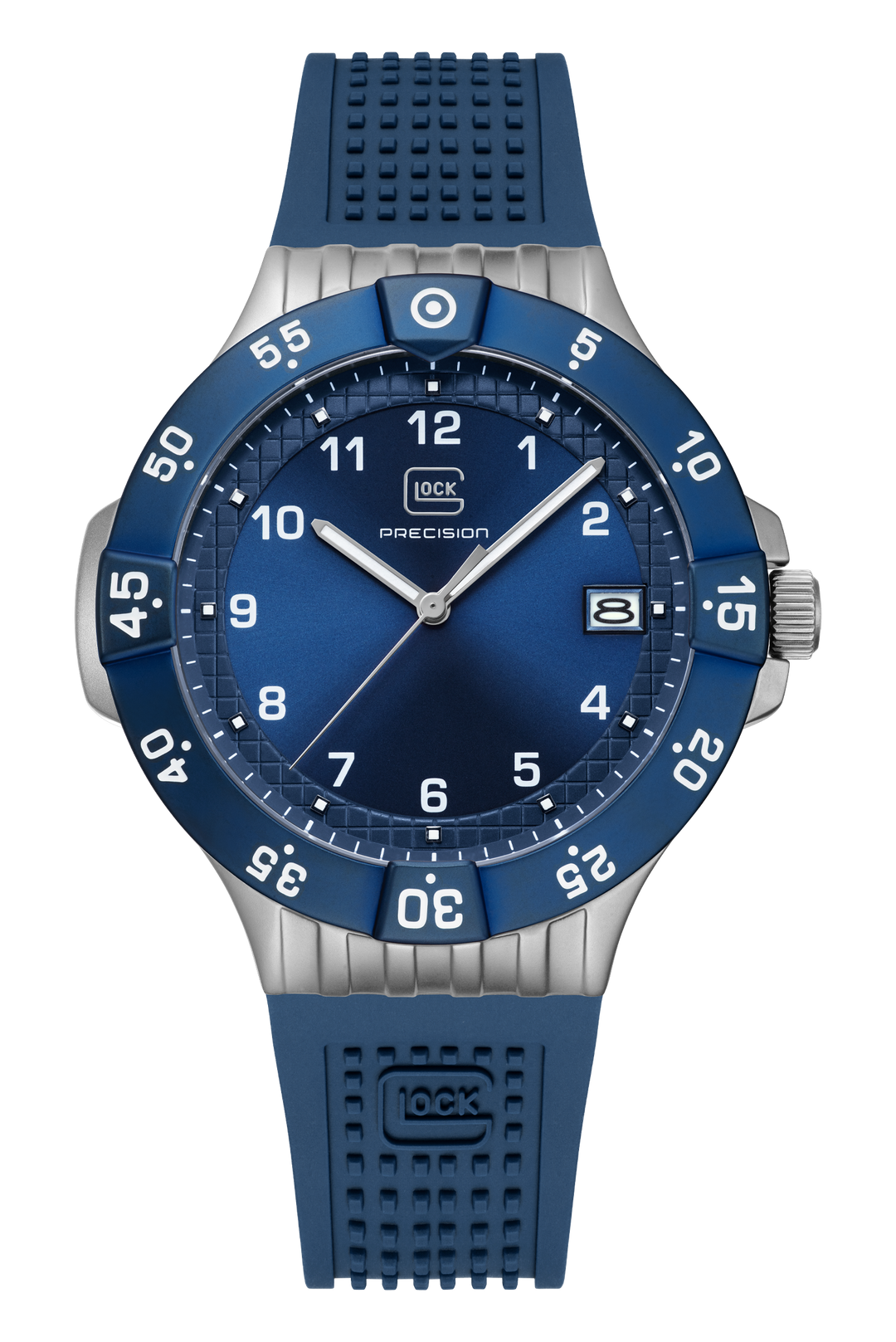 Glock Watch GW 15-5-22 with Silver-Toned Case and Blue Silicone Strap