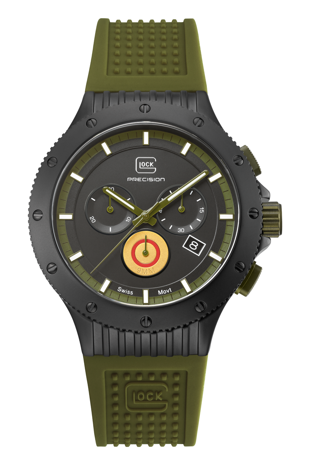 Glock Watch GW-27-1-24 with Black Titanium Case and Green Silicone Strap