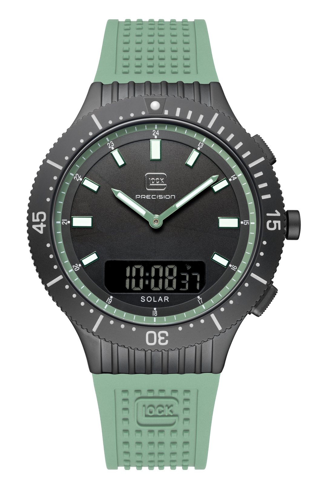 Glock Watch GW-40-2-24 with Black Stainless Steel Case and Mint Green Silicone Strap