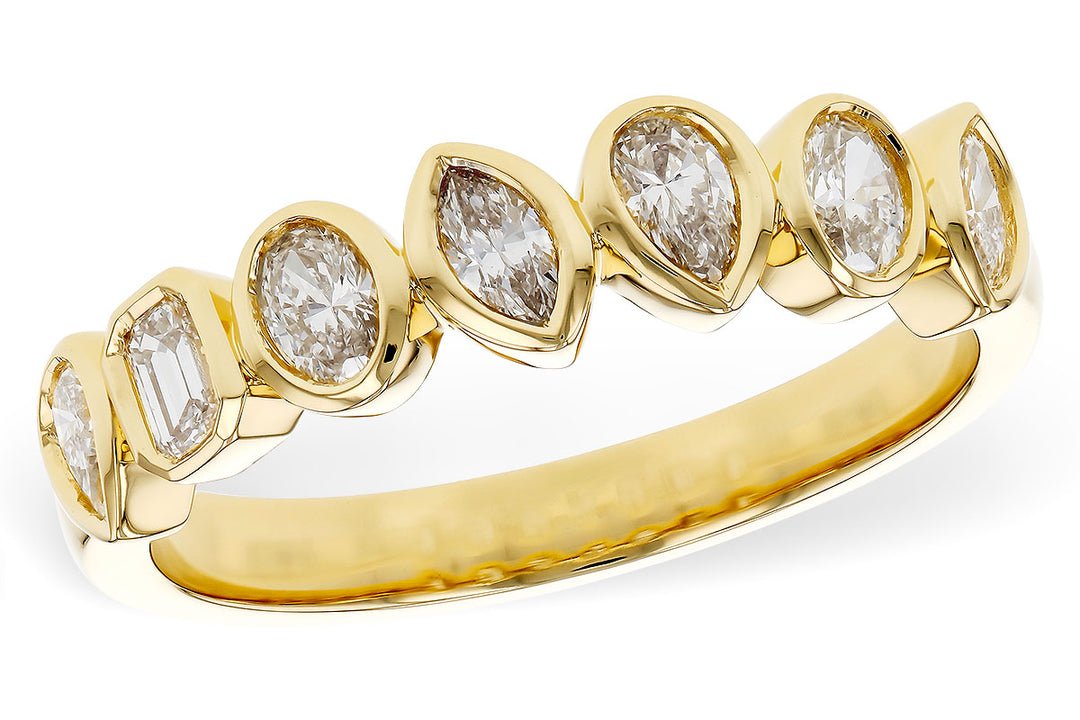 14k Yellow Gold 0.62 Ctw Multi- Shaped Diamond Bezel Set Band