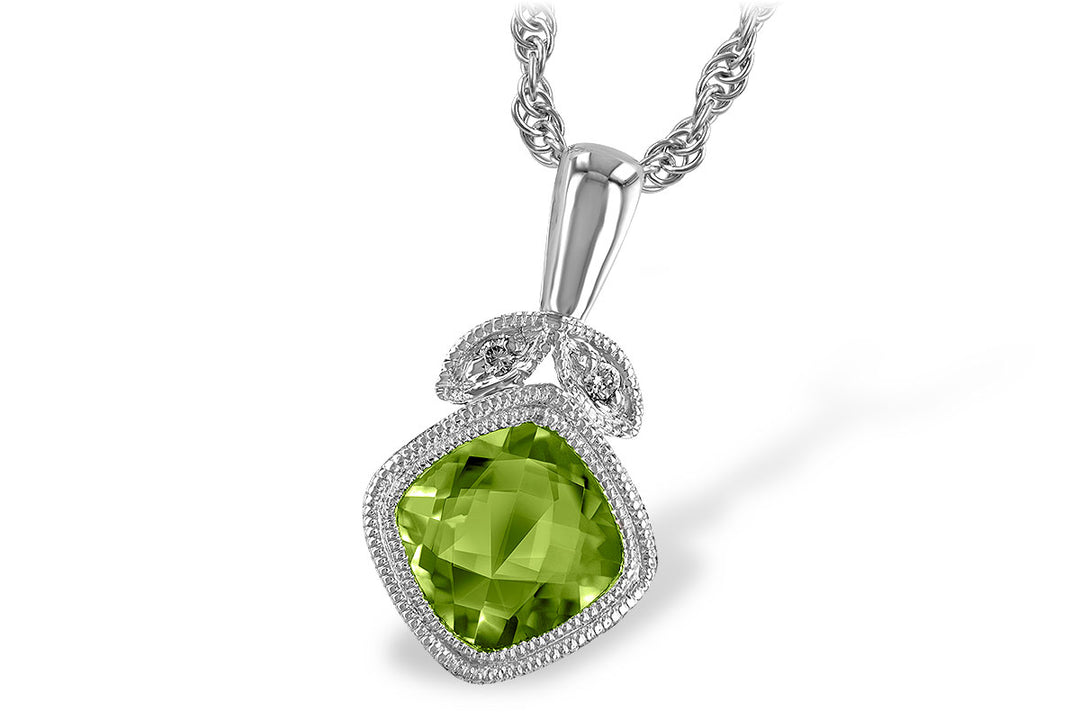 14k White Gold 1.01 Ctw Peridot Pendant