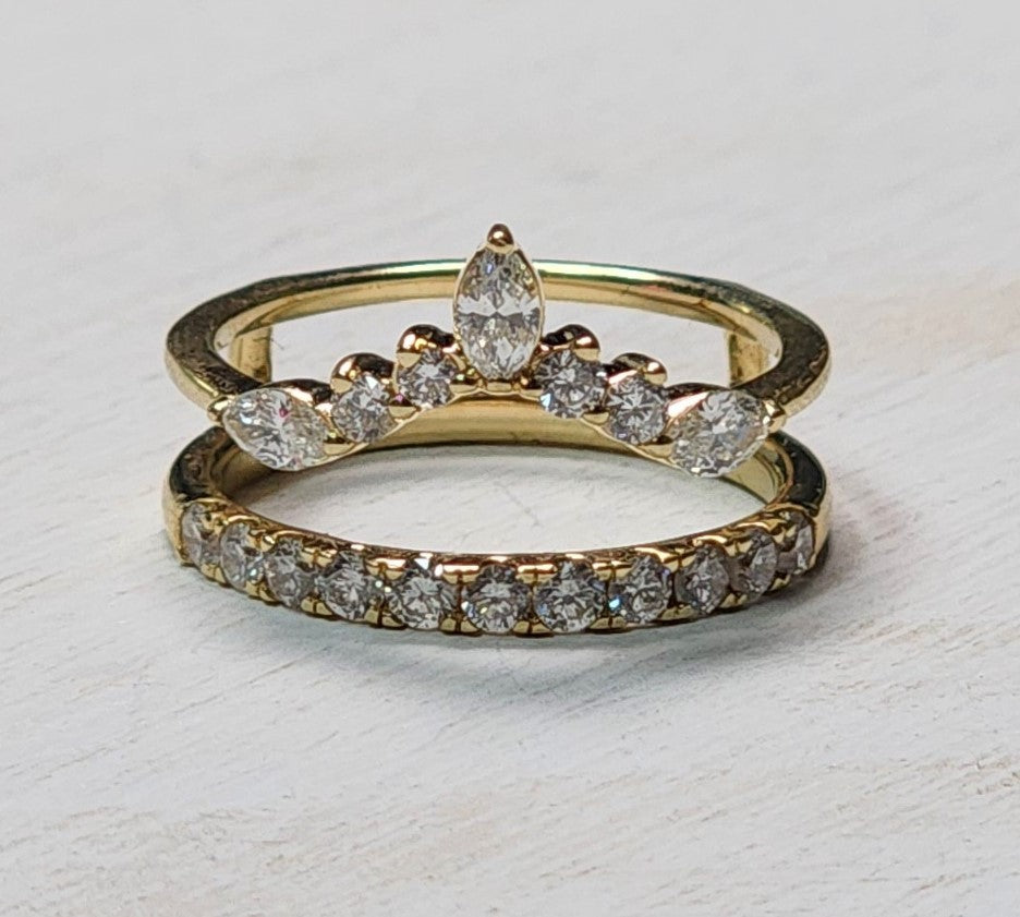 14k Yellow Gold .96ctw Diamond Ring Guard