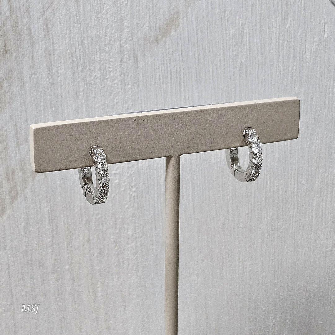 14k White Gold .49ctw Petite Huggie Earrings