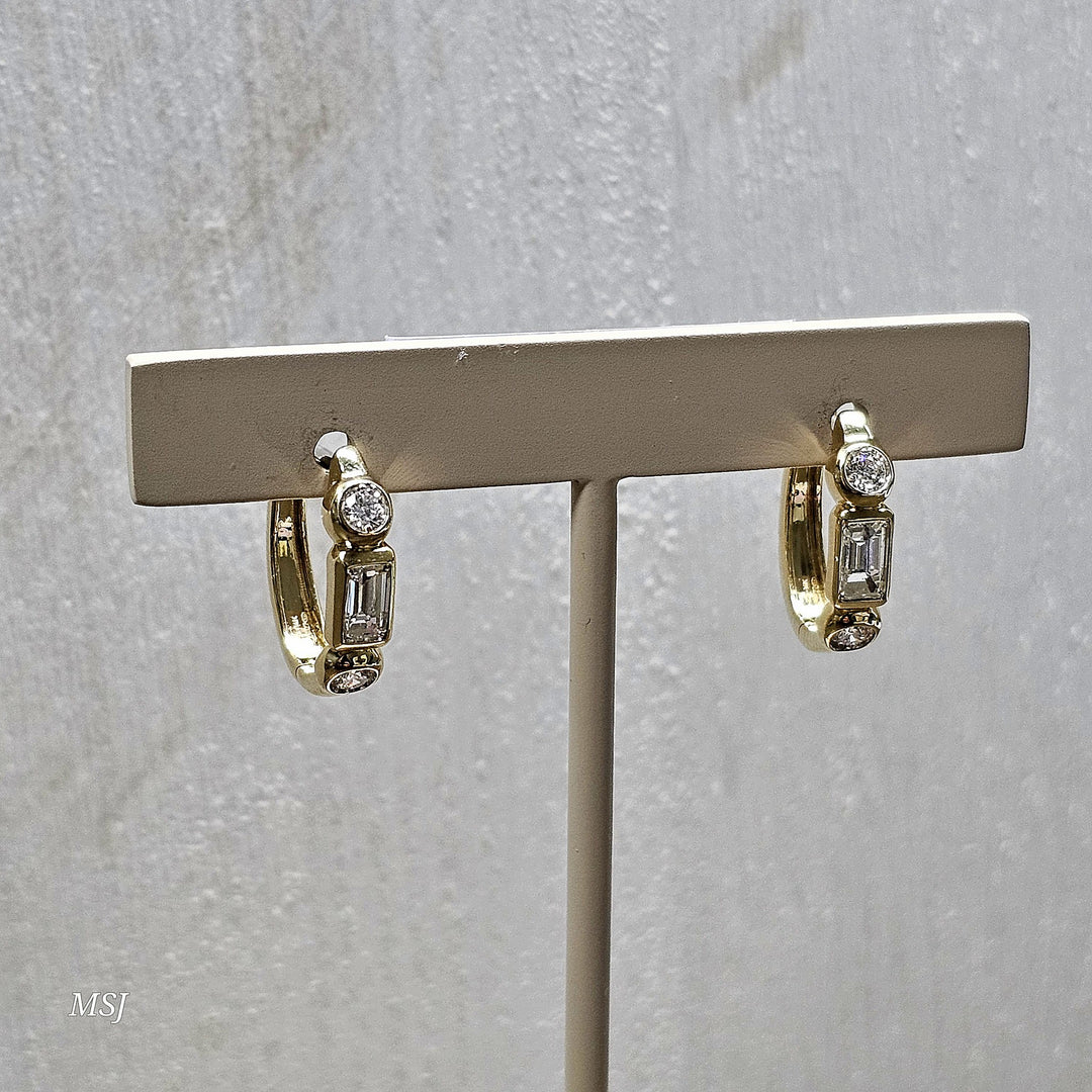 14k Yellow Gold .74ct Diamond Hoop Earrings