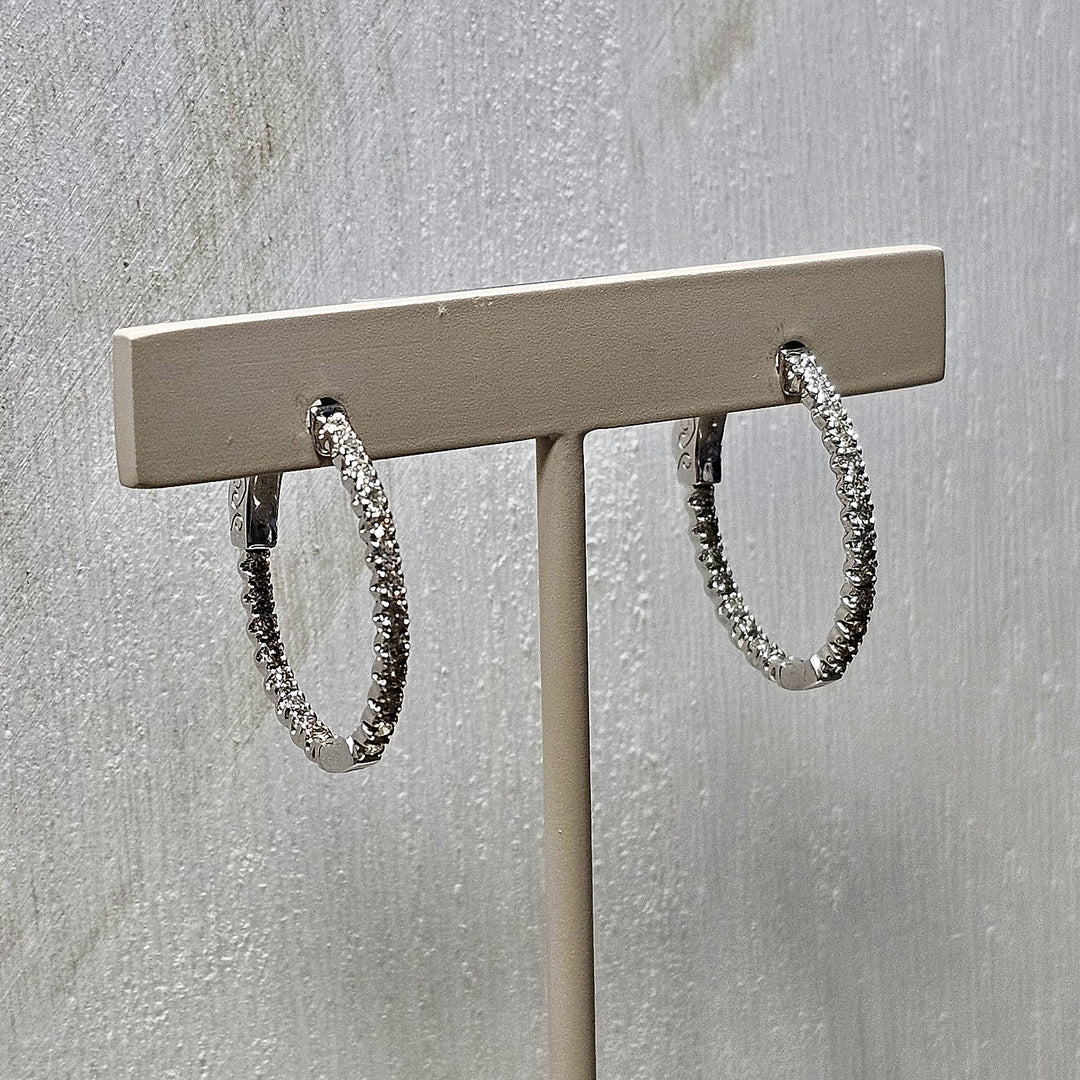 14k White Gold 1ct Inside Out Hoop Earrings