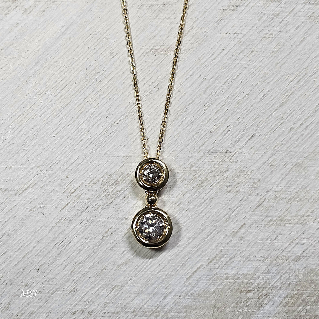 14k Yellow Gold .59ctw 2 Stone Solitaire Pendant