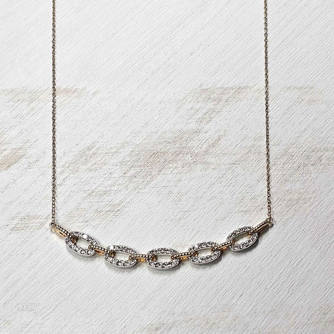 14k Yellow Gold .75ctw Link Diamond Necklace