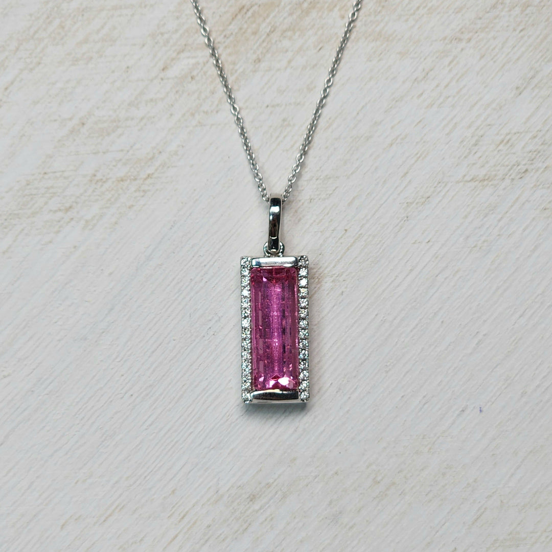 14k White Gold 3.42ctw Tourmaline and Diamond Pendant