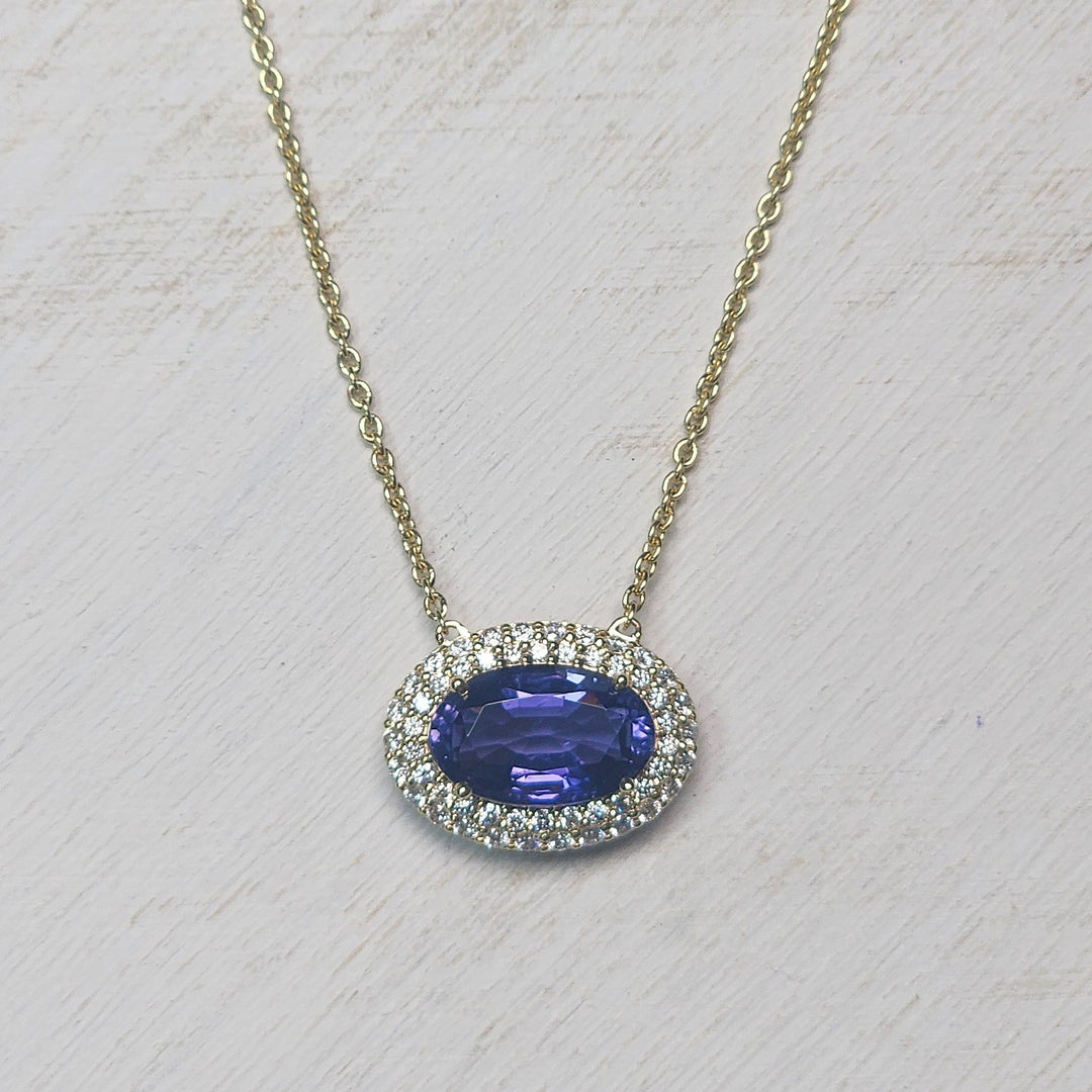 14k Yellow Gold 3.60ctw Tanzanite and Diamond Pendant
