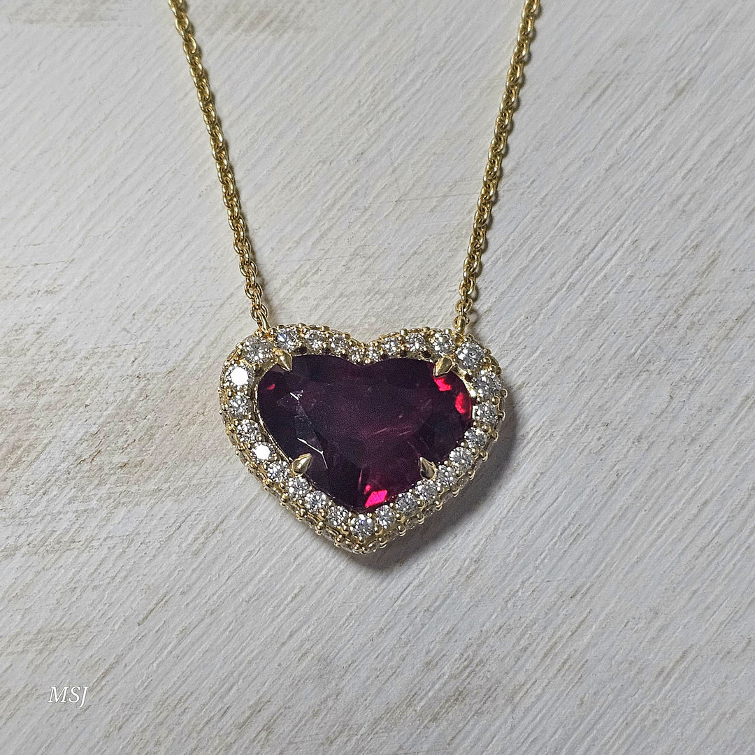 14k Yellow Gold 8.43ctw Rubellite and Diamond Pendant