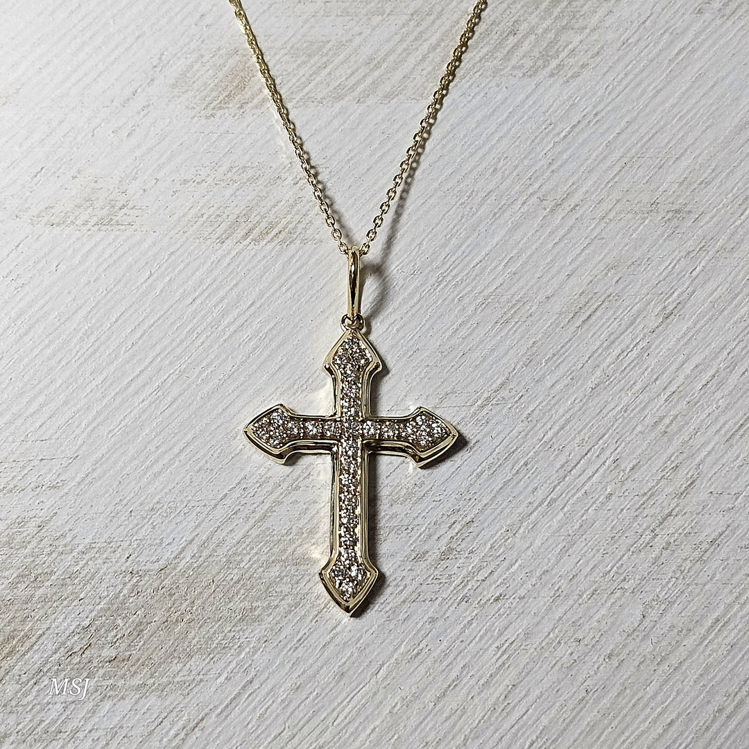 14k Yellow Gold .25ctw Cross Diamond Pendant