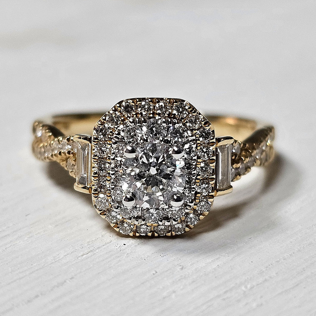 14k Yellow Gold 1.13ct Halo Diamond Engagement Ring