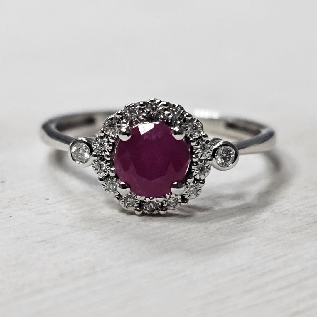 10k White Gold .63ctw Ruby and Diamond Ring