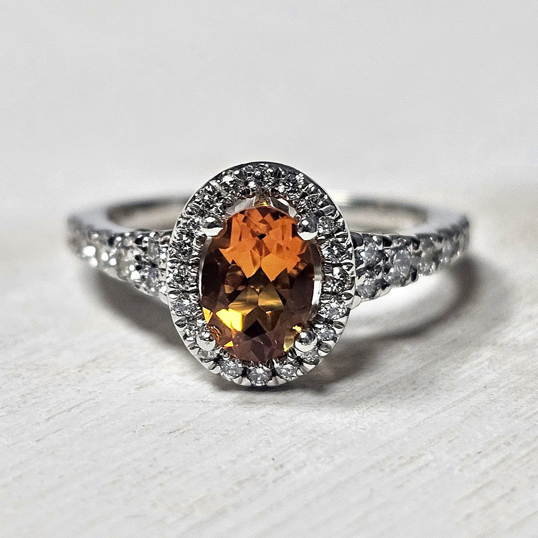 14k White Gold .45cts Citrine and Diamond Ring