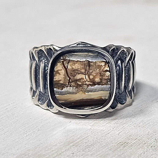 William Henry Sterling Sliver Ring With Mammoth Tooth Inlay