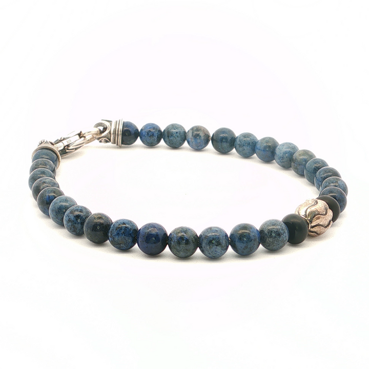 Matte Onyx and Dumortierite Bead Bracelet
